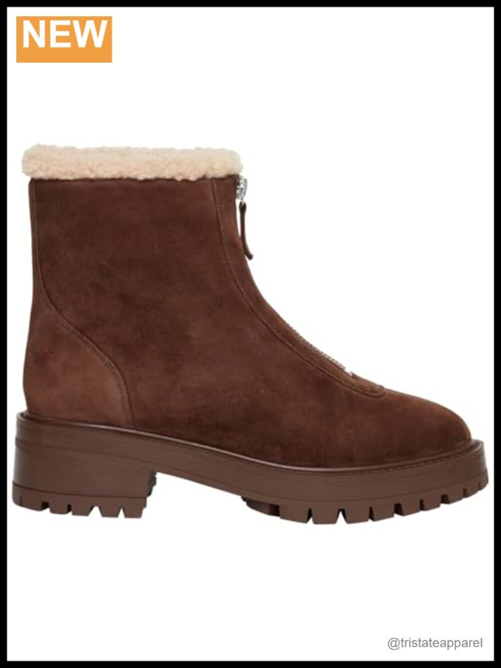 Ankle Bootie Suede Water Resistant Platform Heel Zip